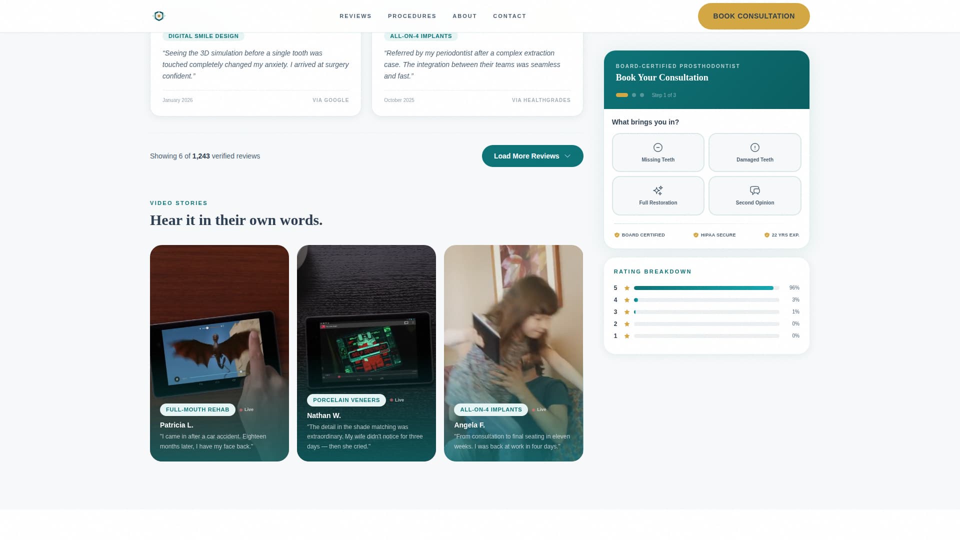 Prosthodontist Reviews Website Template