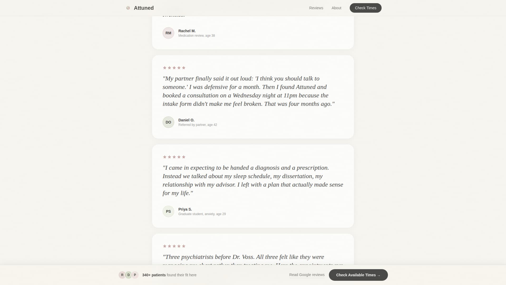 Psychiatrist Specialist Booking Website Template
