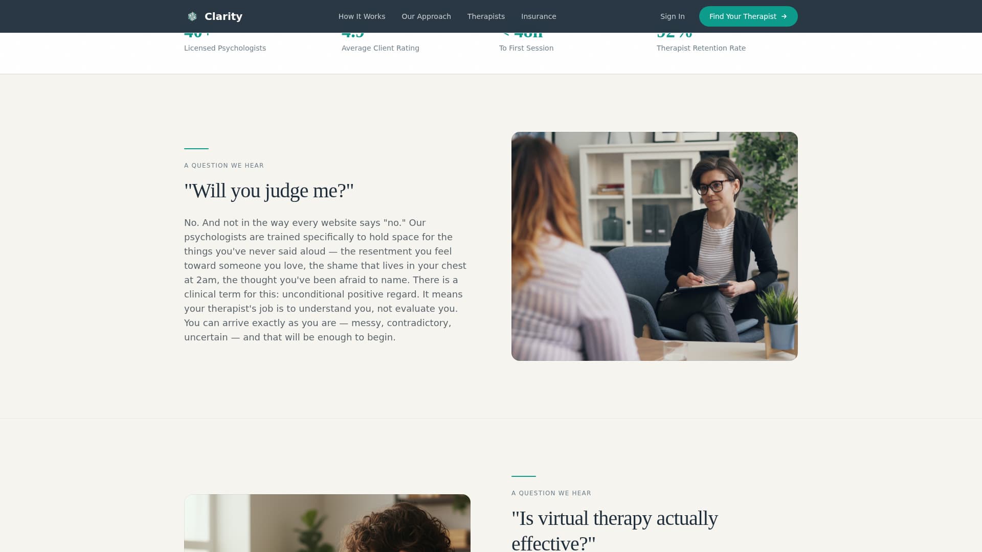 Psychologist FAQ Website Template