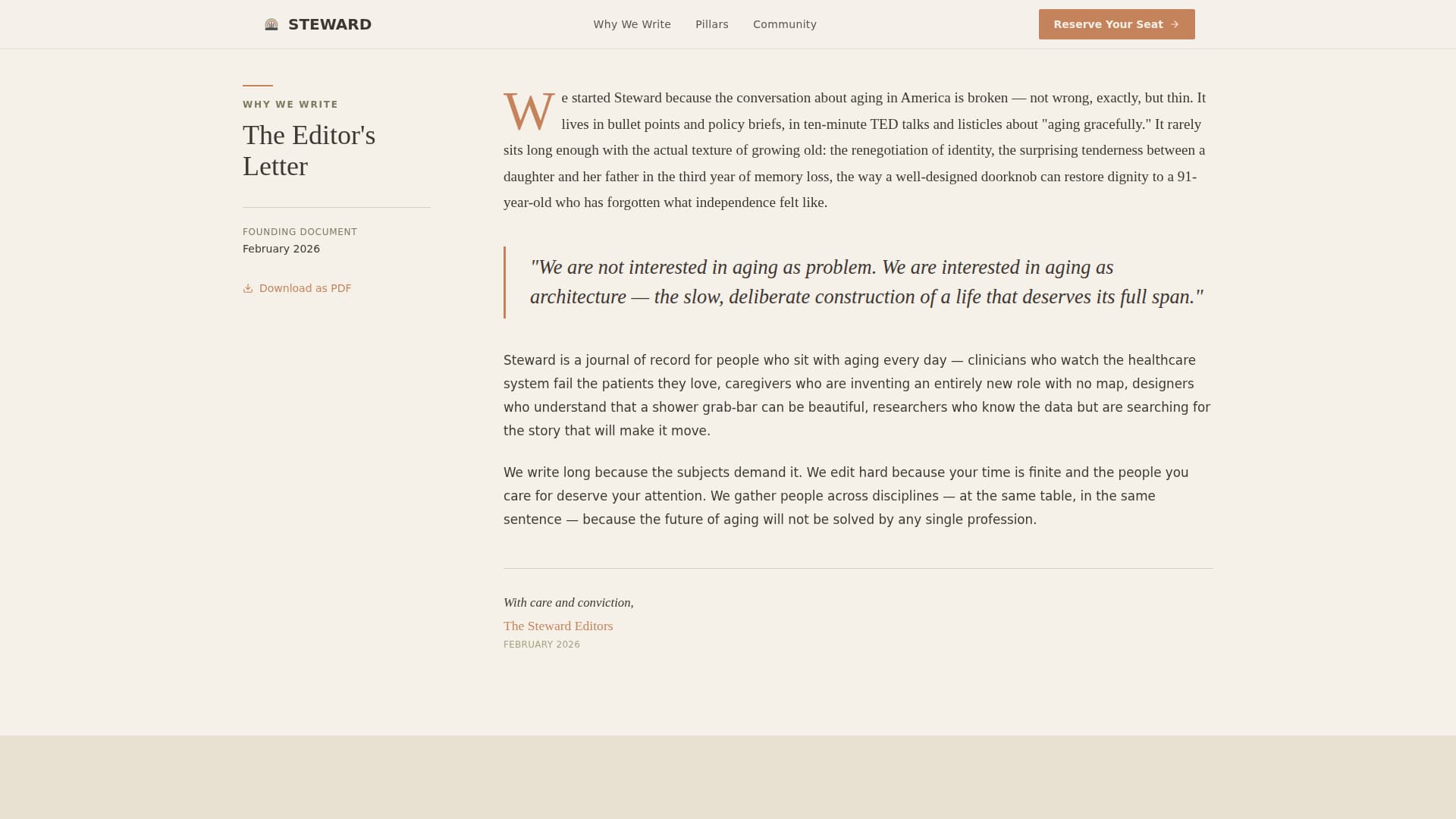 Steward - Thoughtful Senior Care Landing Page Template
