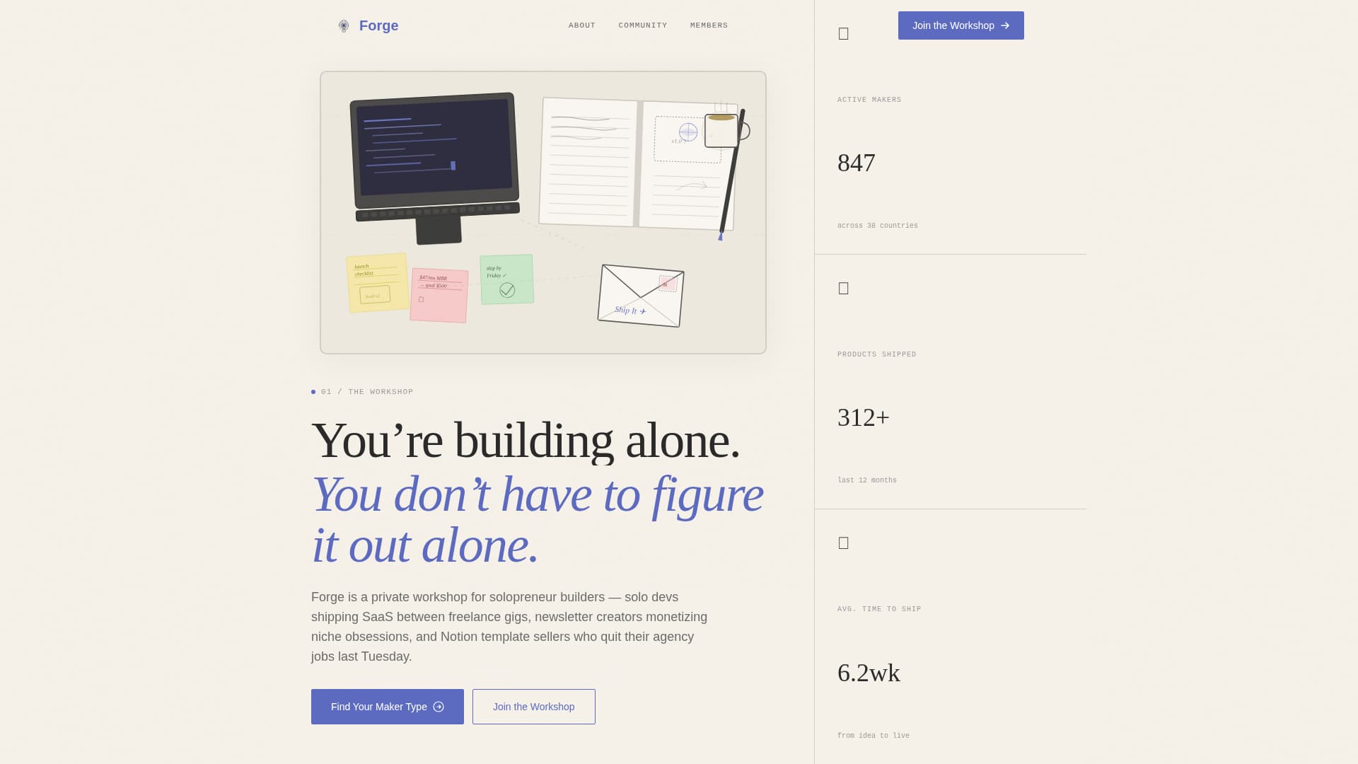 Solopreneur & Indie Maker Content Advanced Blog Website Template