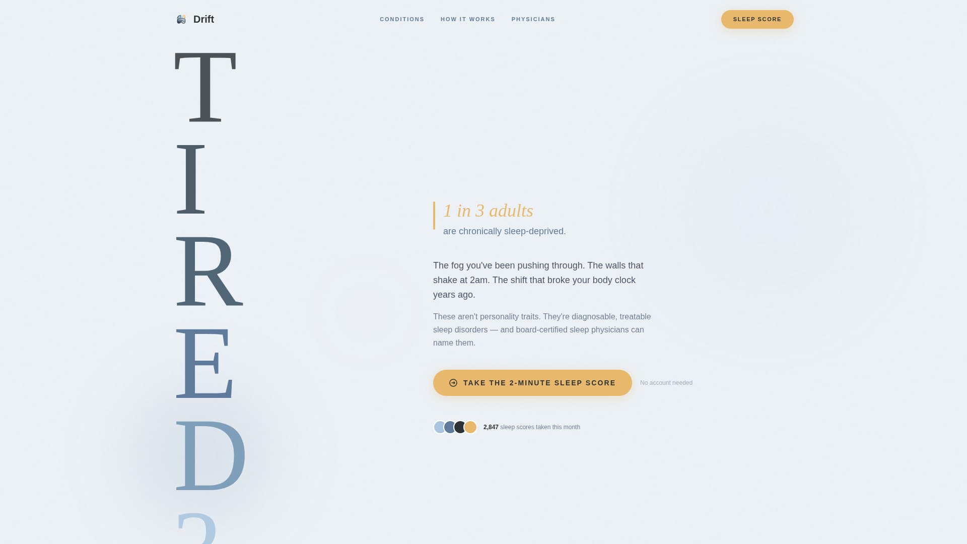 Sleep Medicine Physician Website Template with Sleep Score Quiz