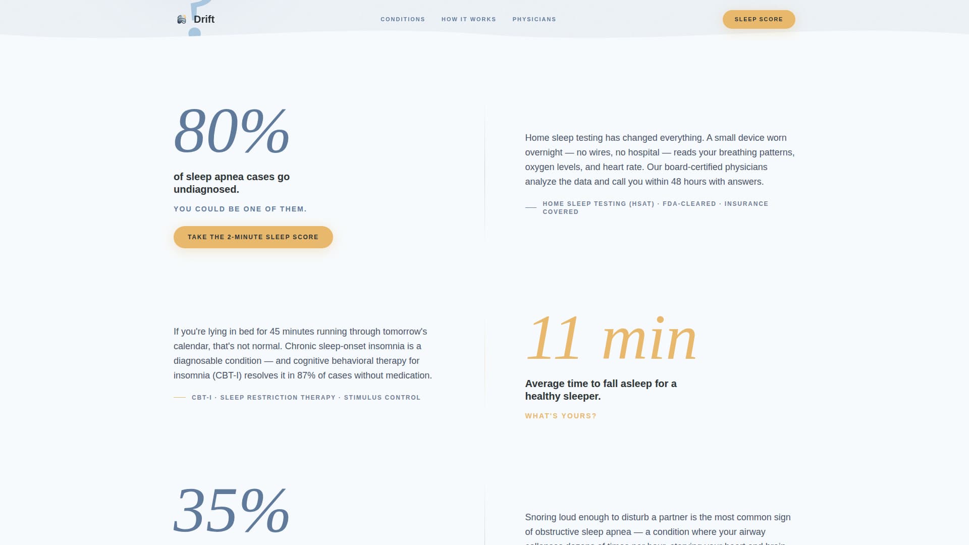 Sleep Medicine Physician Website Template with Sleep Score Quiz