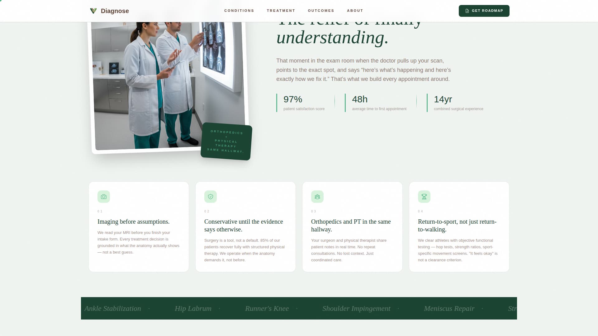 Diagnose - Trusted Sportsmedicine Landing Page Template