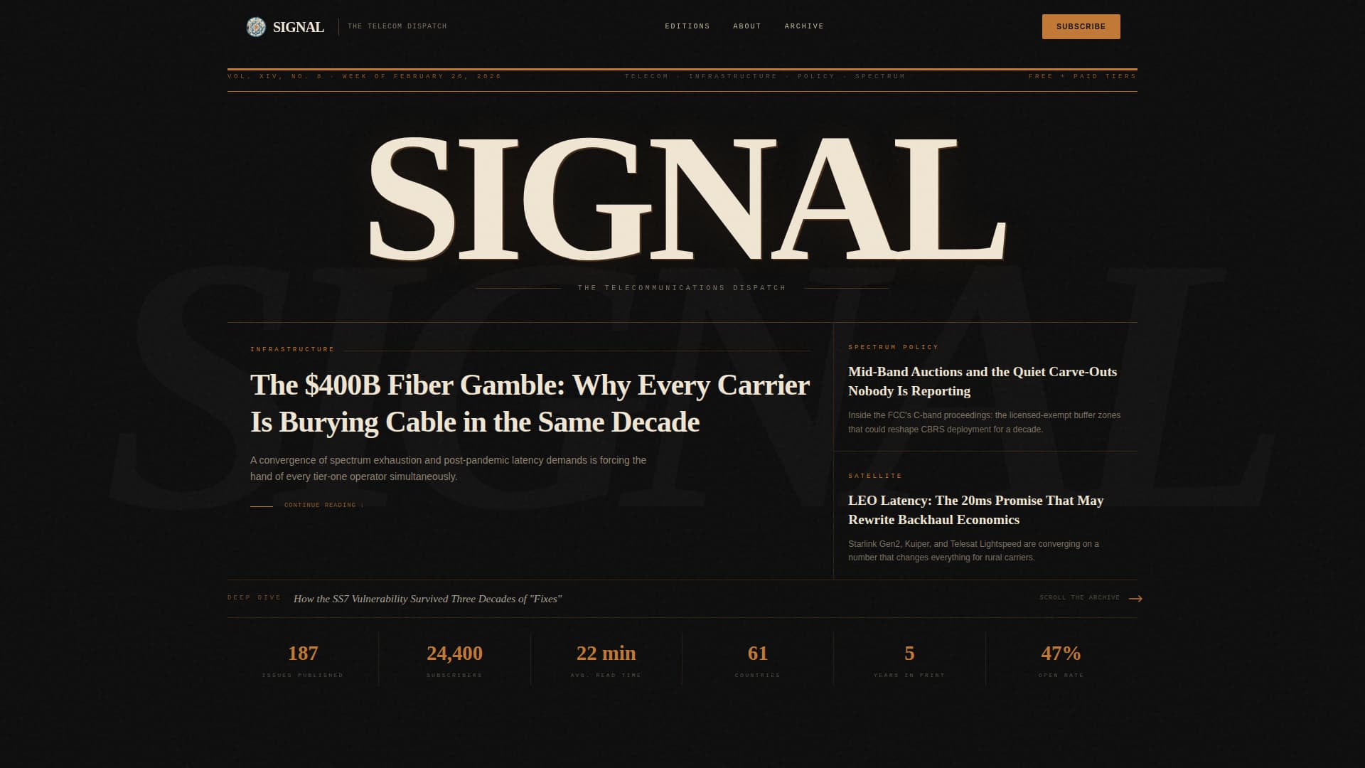 Signal - Cinematic Telecommunications Landing Page Template