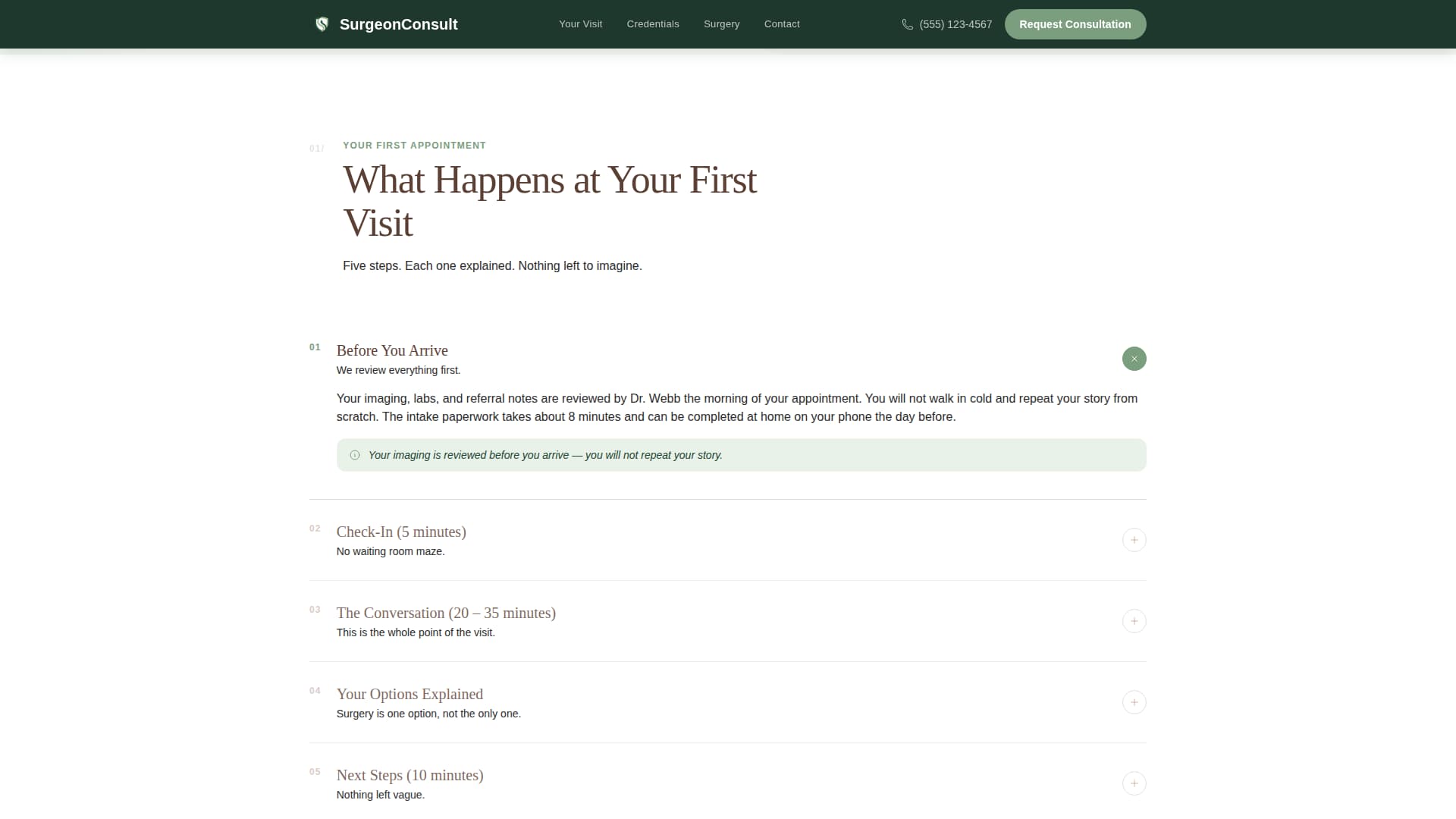Surgeon (General) Booking Website Template