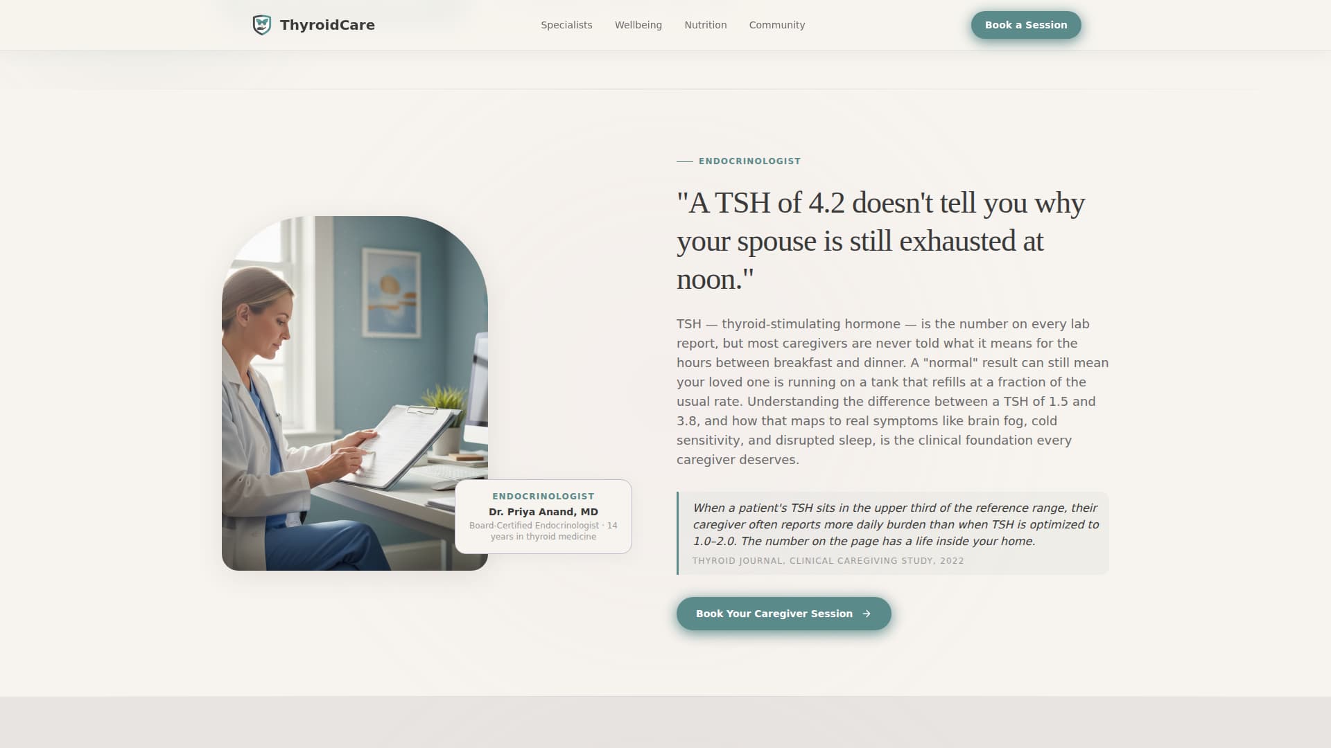 Specialist Thyroid Disorder Care Appointment Booking Website Template