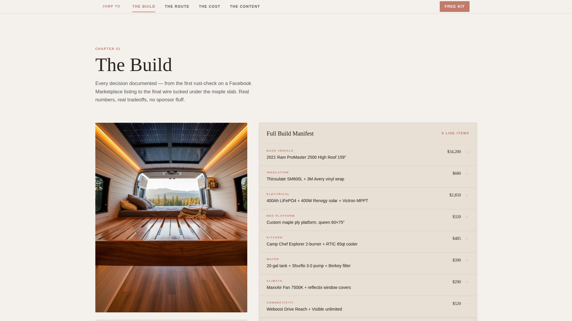 Specialist Van Life & Nomad Content Blog & Content Website Template