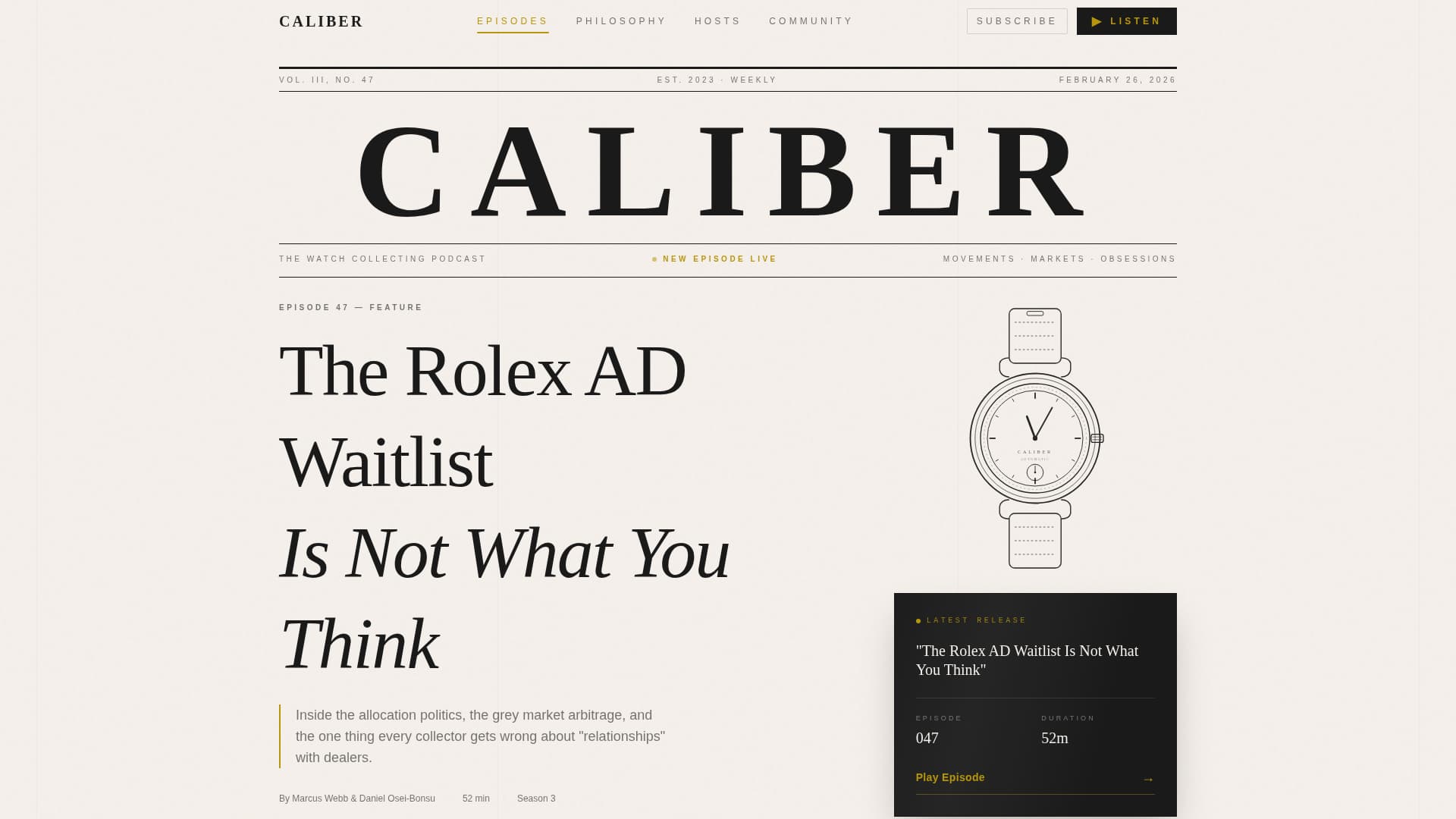 Caliber - Authoritative Horology Landing Page Template