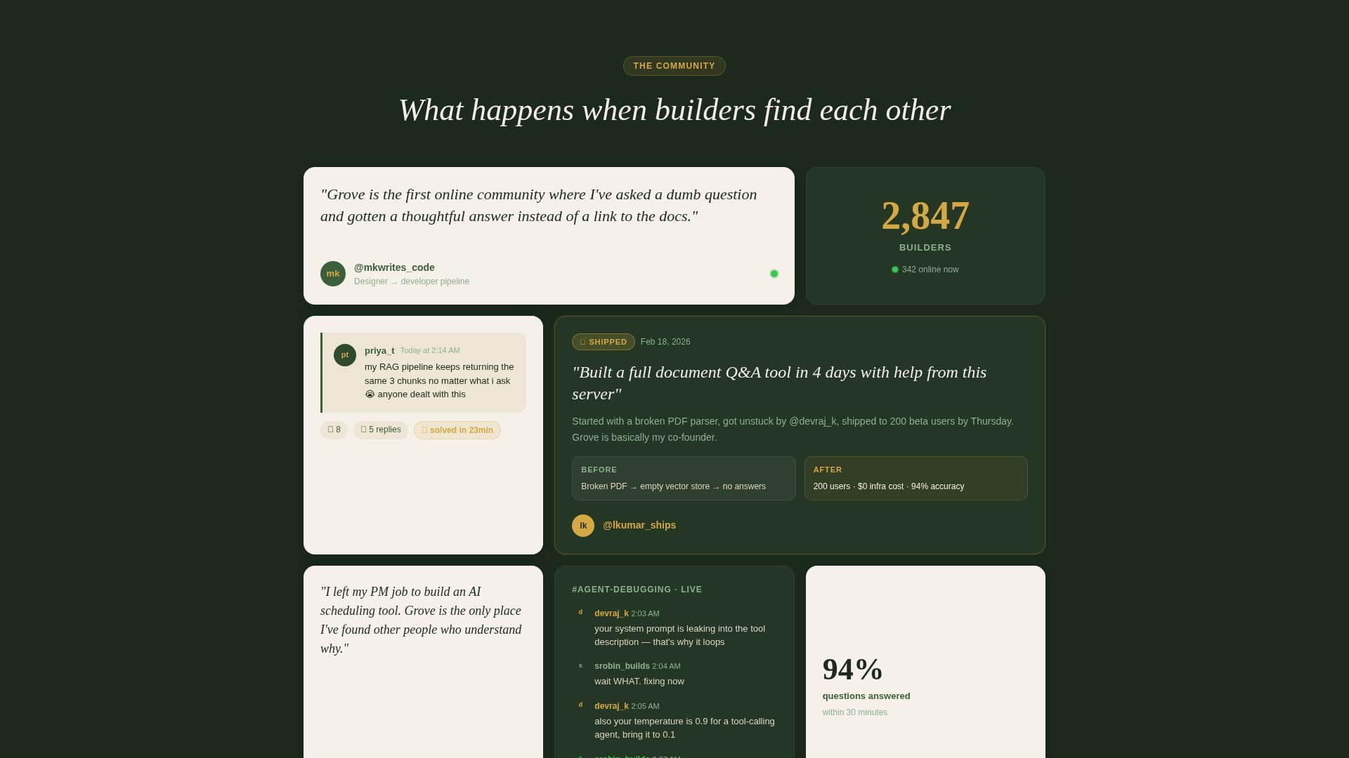 Grove - Thriving AI Builders Landing Page Template
