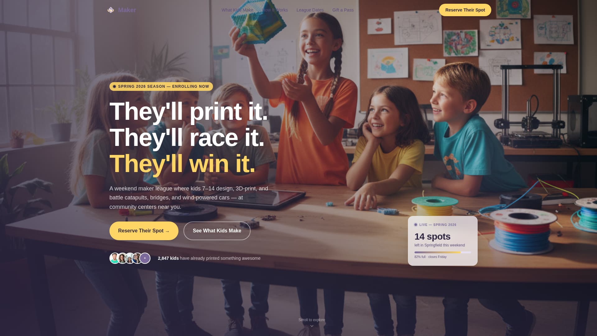 Kids 3D Printing & Maker Booking Website Template
