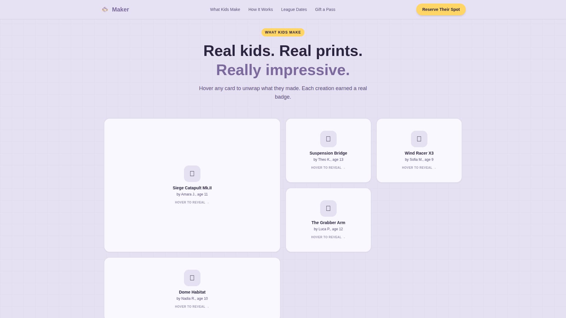 Kids 3D Printing & Maker Booking Website Template