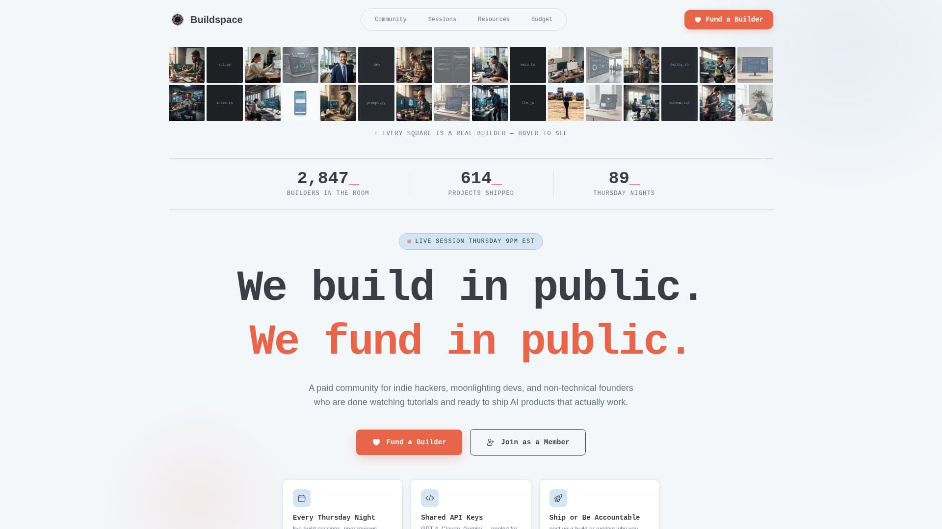 Buildspace - Transparent AI Builders Landing Page Template