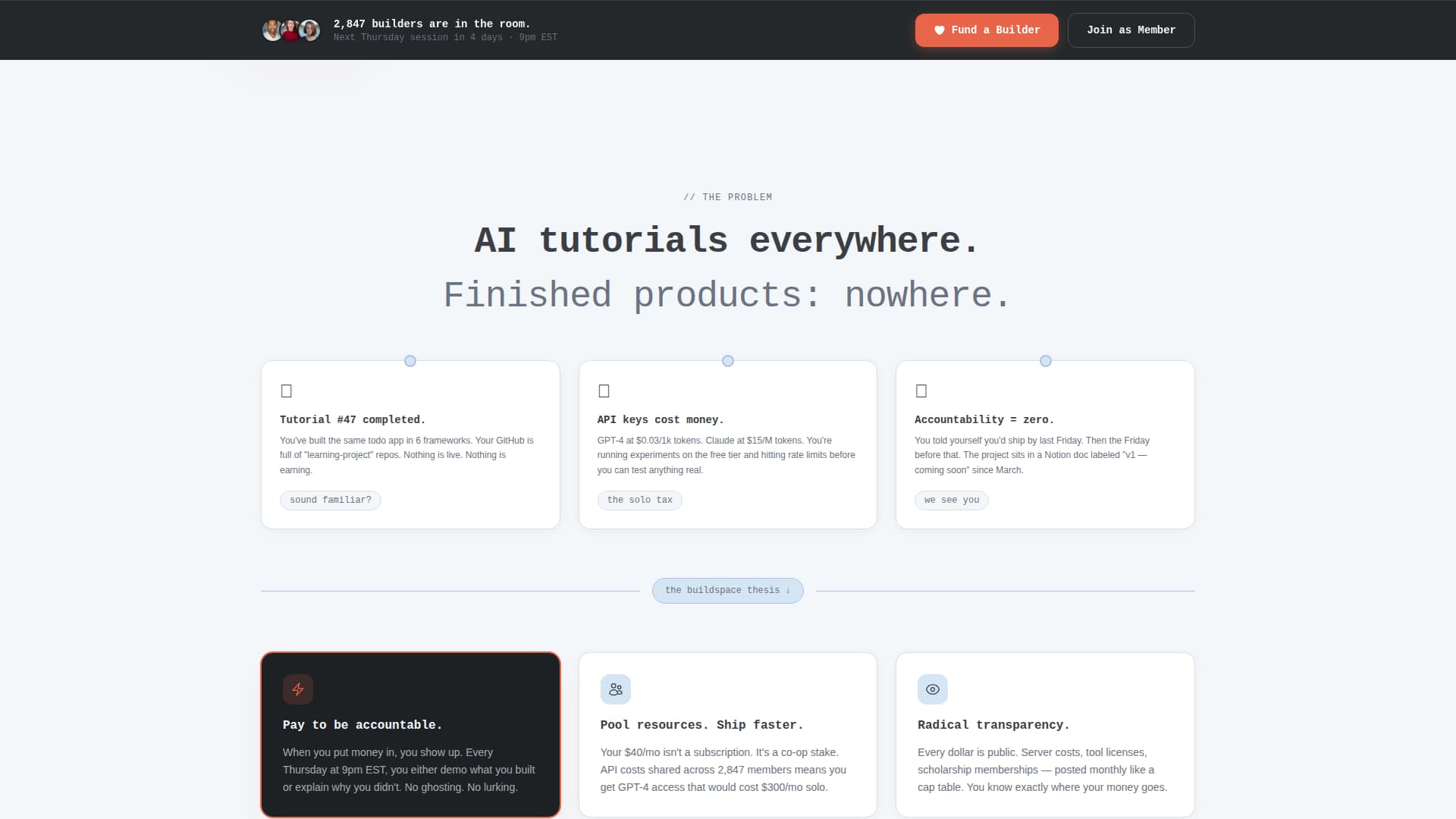 Buildspace - Transparent AI Builders Landing Page Template