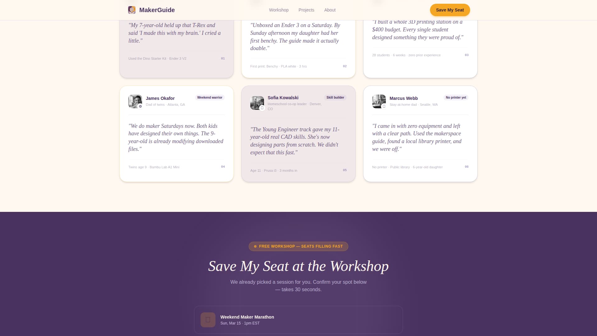Maker - Inspiring Kids 3D Printing Landing Page Template