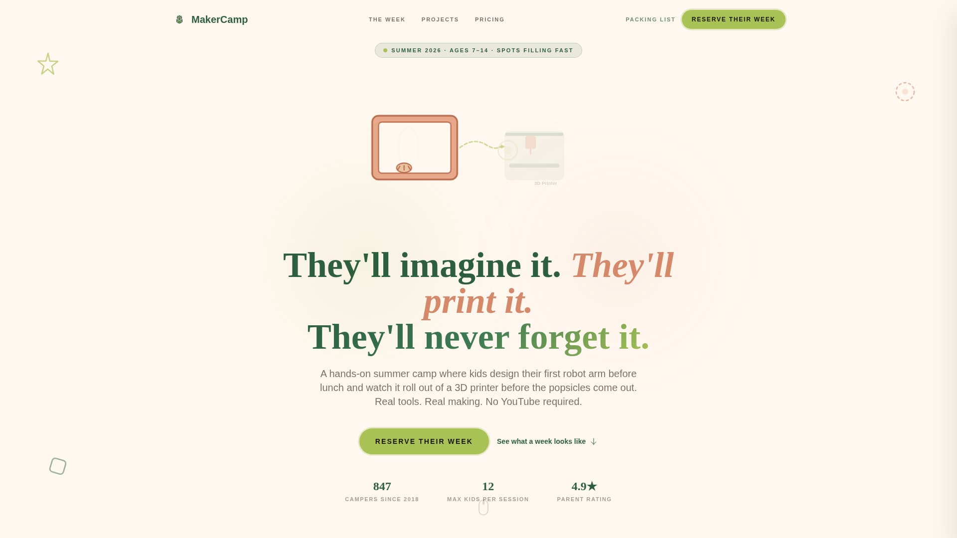 Kids 3D Printing & Maker Booking Website Template