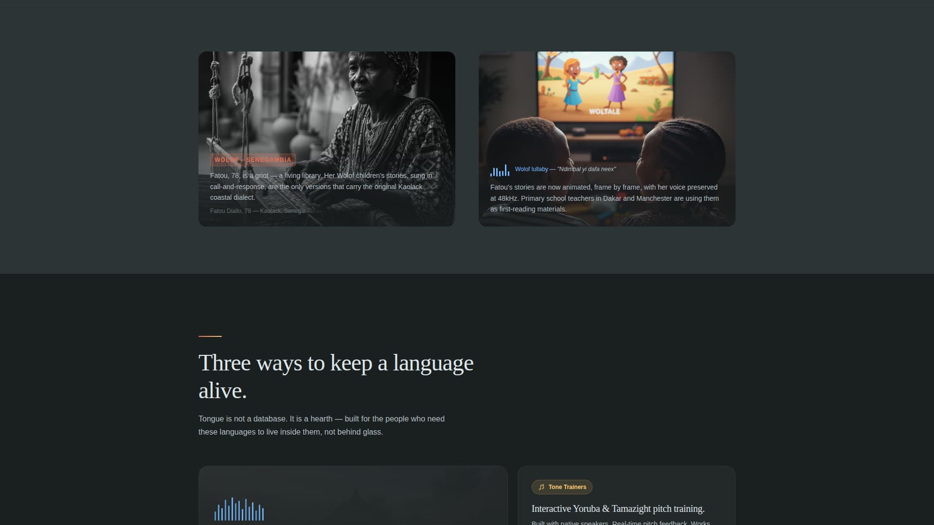 Tongue - Vibrant Language Preservation Landing Page Template