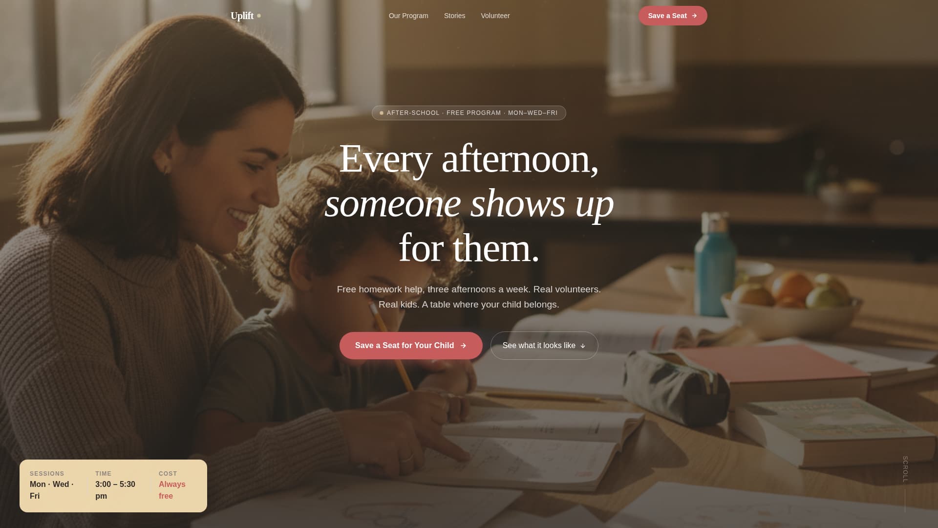 Uplift - Heartfelt Tutoring Landing Page Template