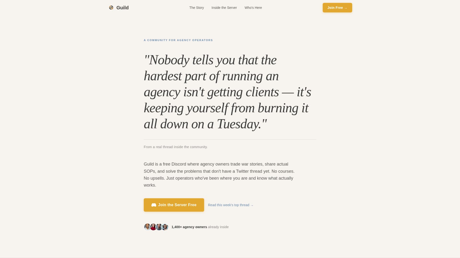 Guild - Authentic Agency Owners Landing Page Template