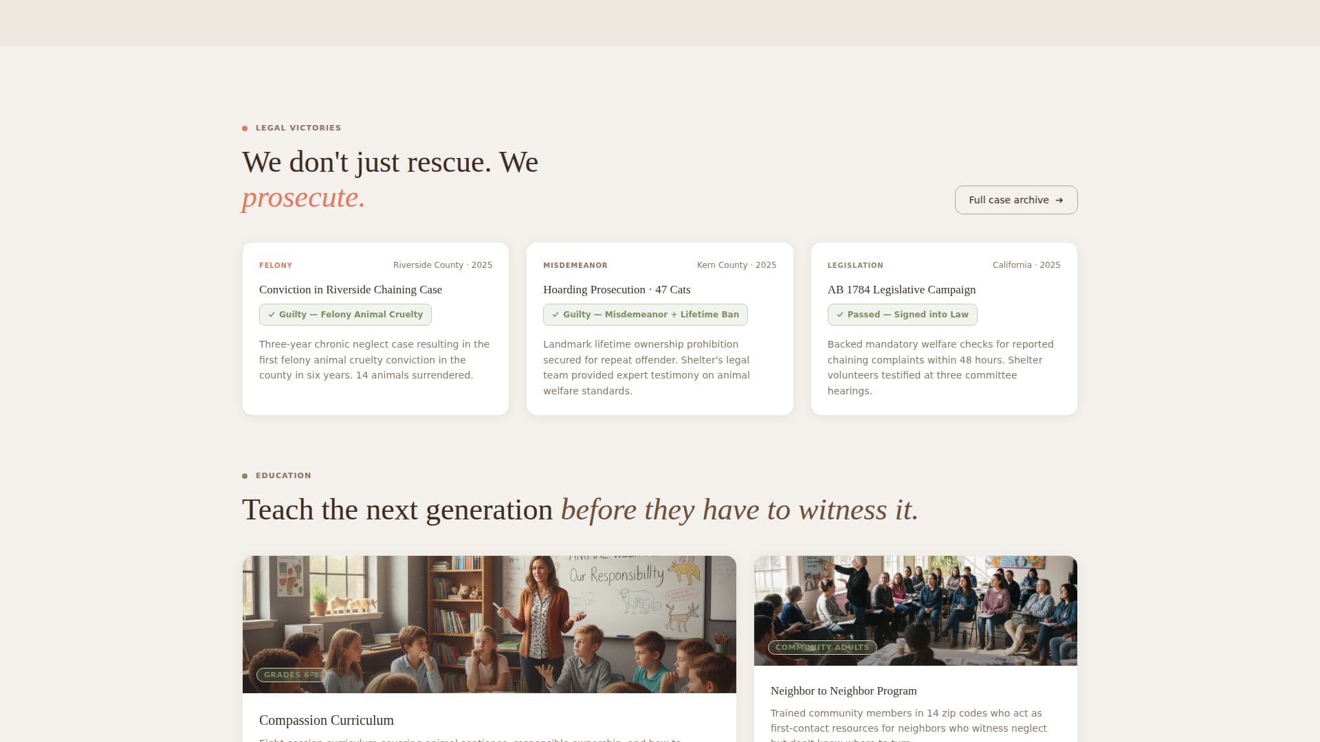 Shelter - Compassionate Animal Welfare Landing Page Template