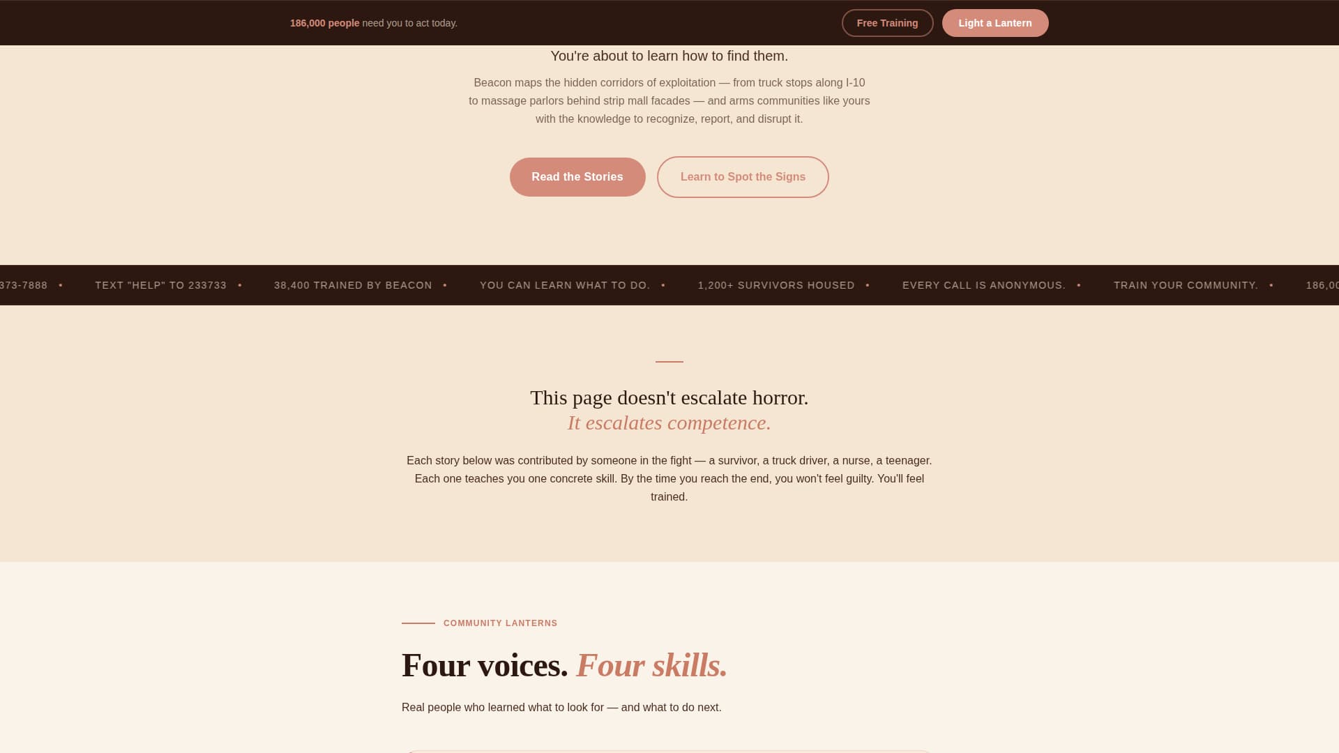 Beacon - Powerful Anti-Trafficking Landing Page Template