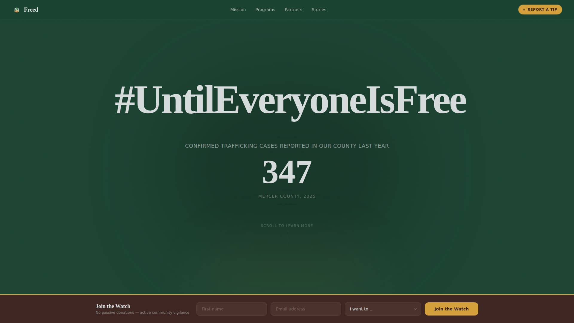 Freed - Powerful Anti-Trafficking Landing Page Template