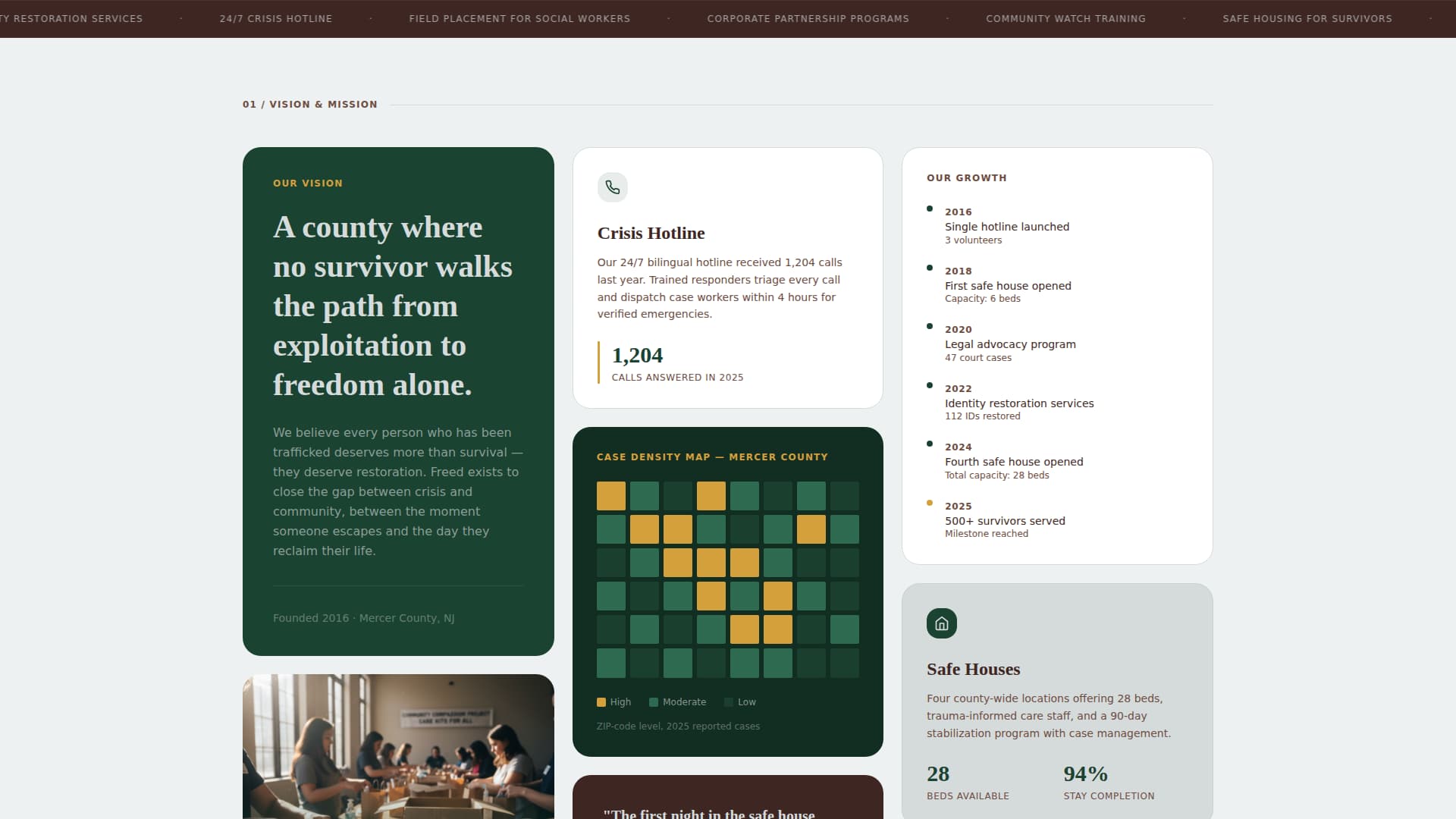 Freed - Powerful Anti-Trafficking Landing Page Template
