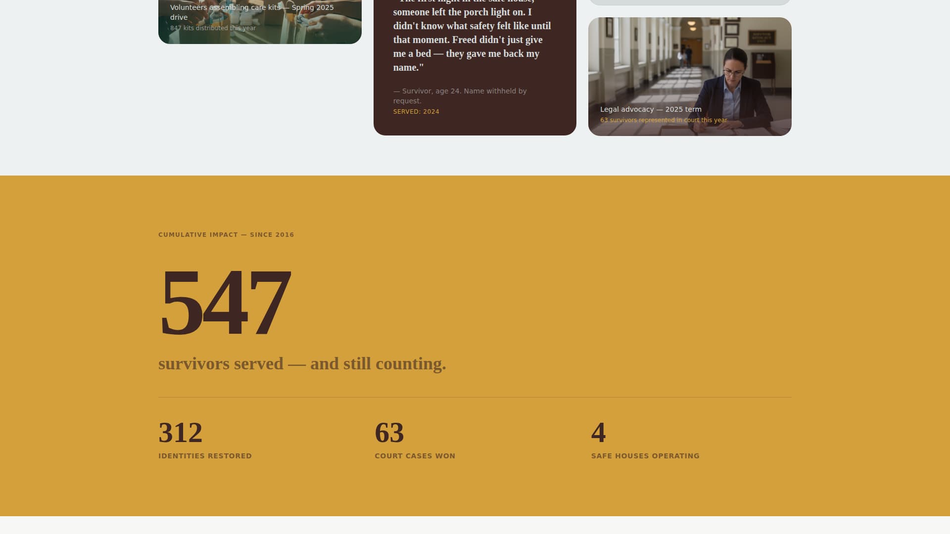 Freed - Powerful Anti-Trafficking Landing Page Template