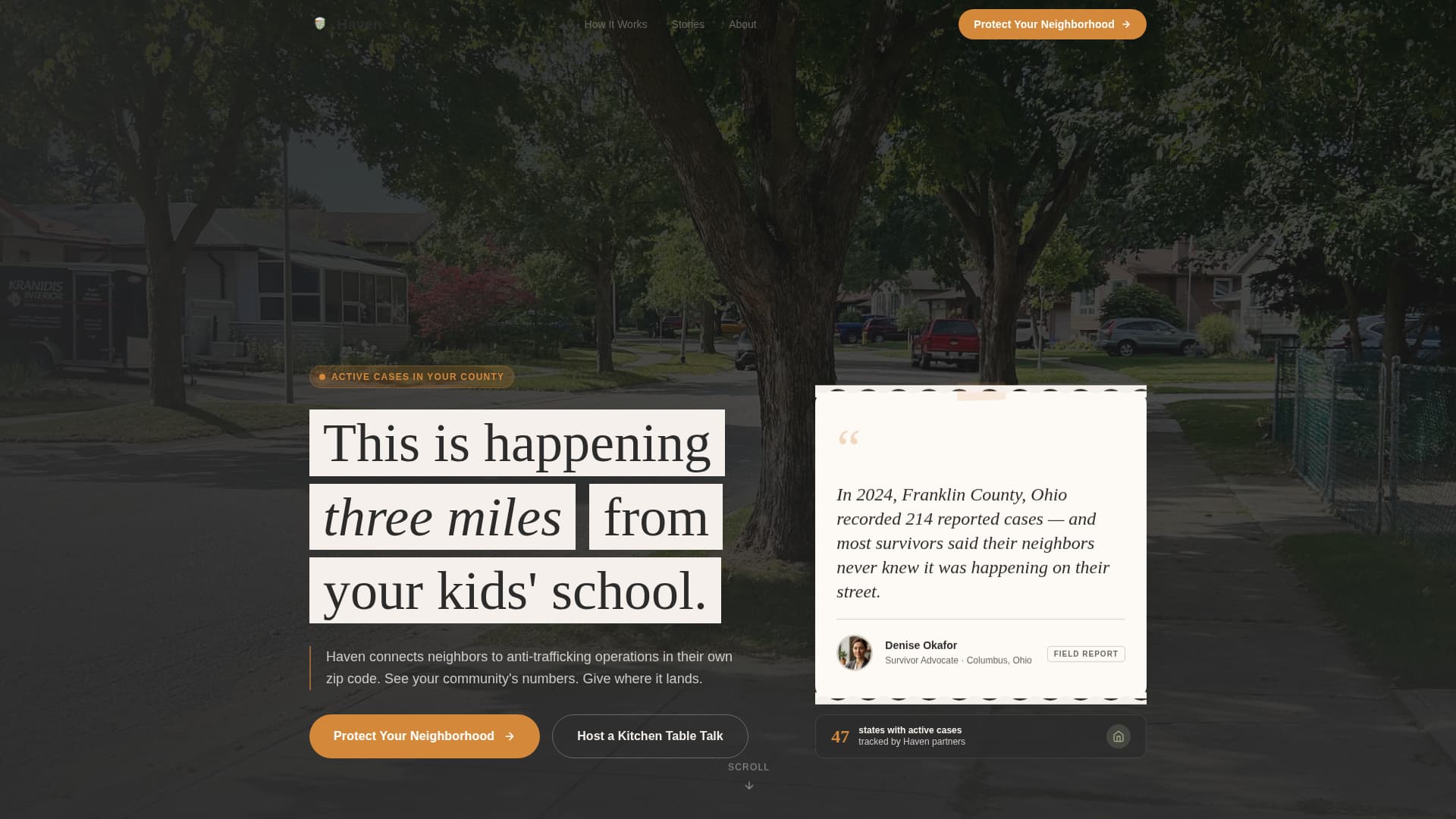 Haven - Trusted Anti-Trafficking Landing Page Template