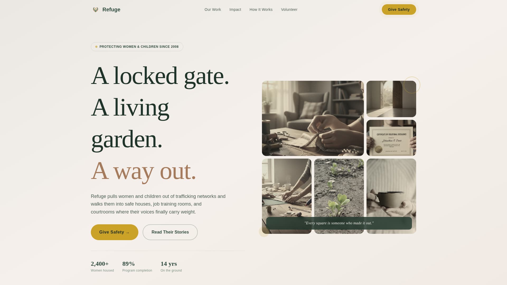 Refuge - Powerful Anti-Trafficking Landing Page Template