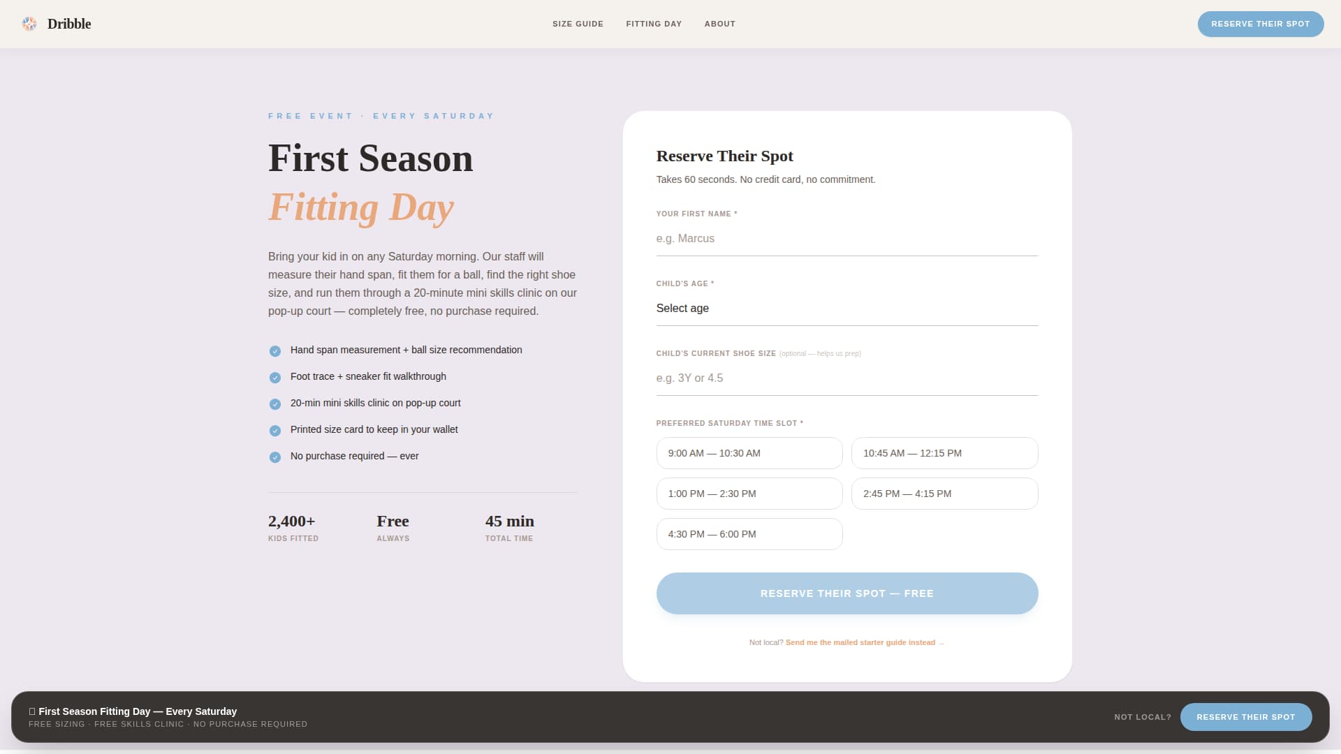Dribble - Nurturing Kids Basketball Landing Page Template