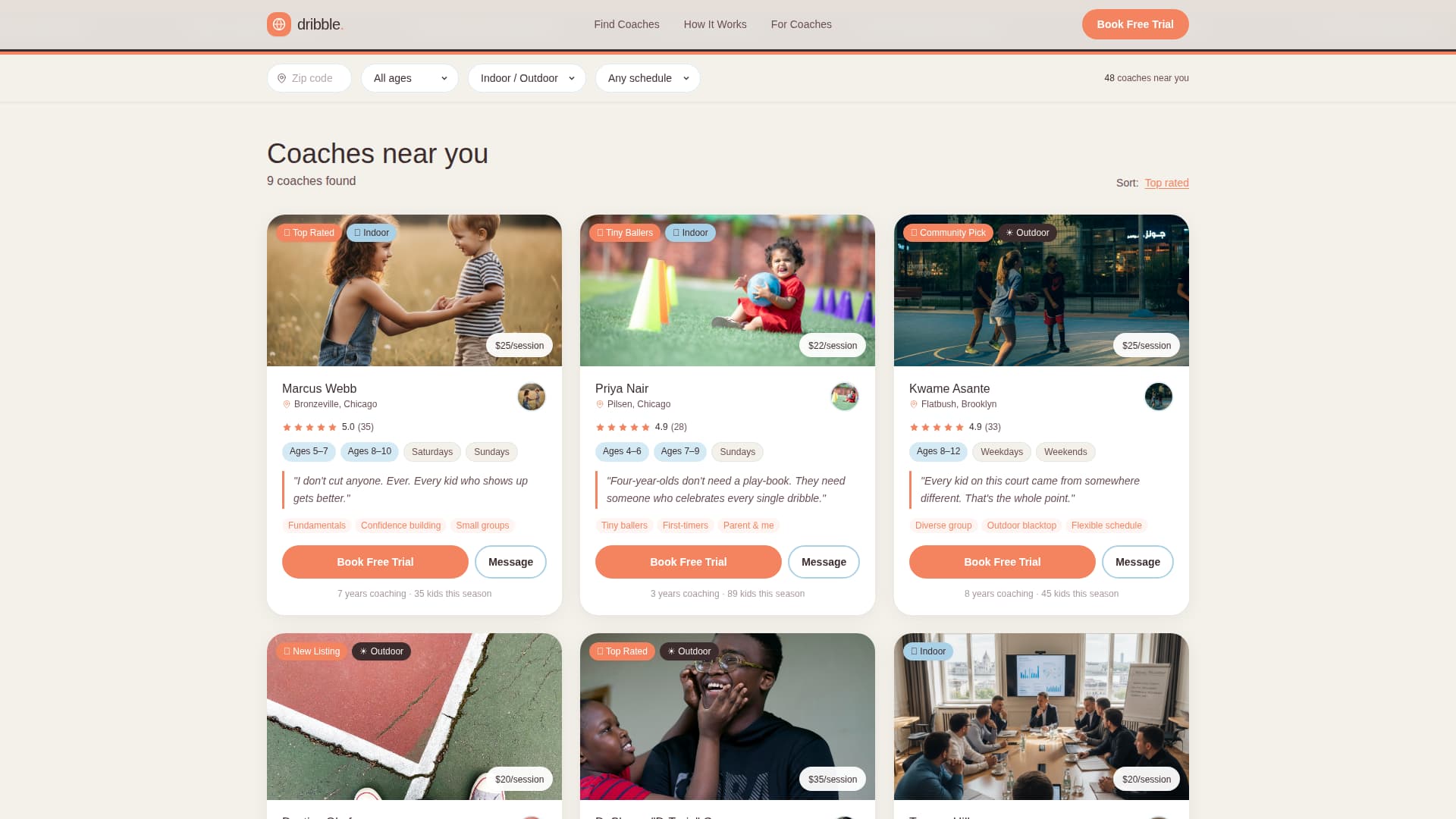 Kids Basketball Specialist Booking Website Template