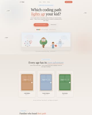 Tinker - Whimsical Kids Coding Landing Page Template