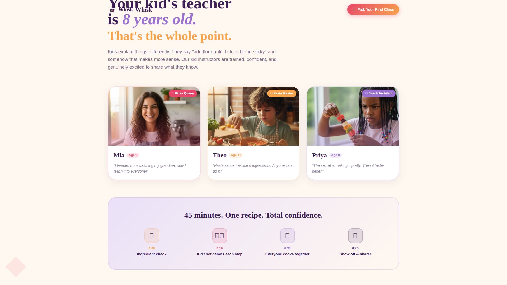 Kids Cooking for Kids Professional Website Template