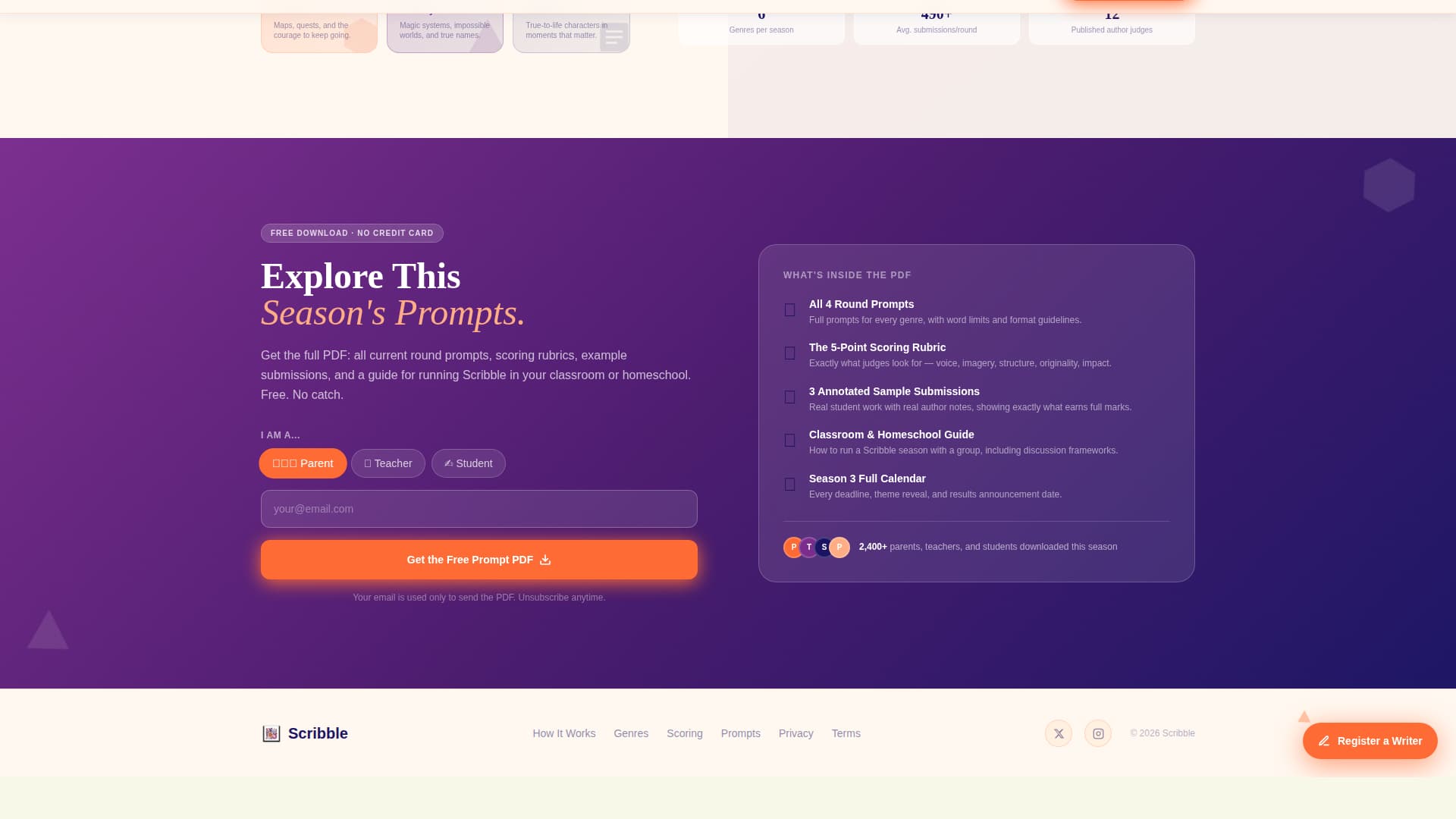Inkleague - Playful Youngwriters Landing Page Template