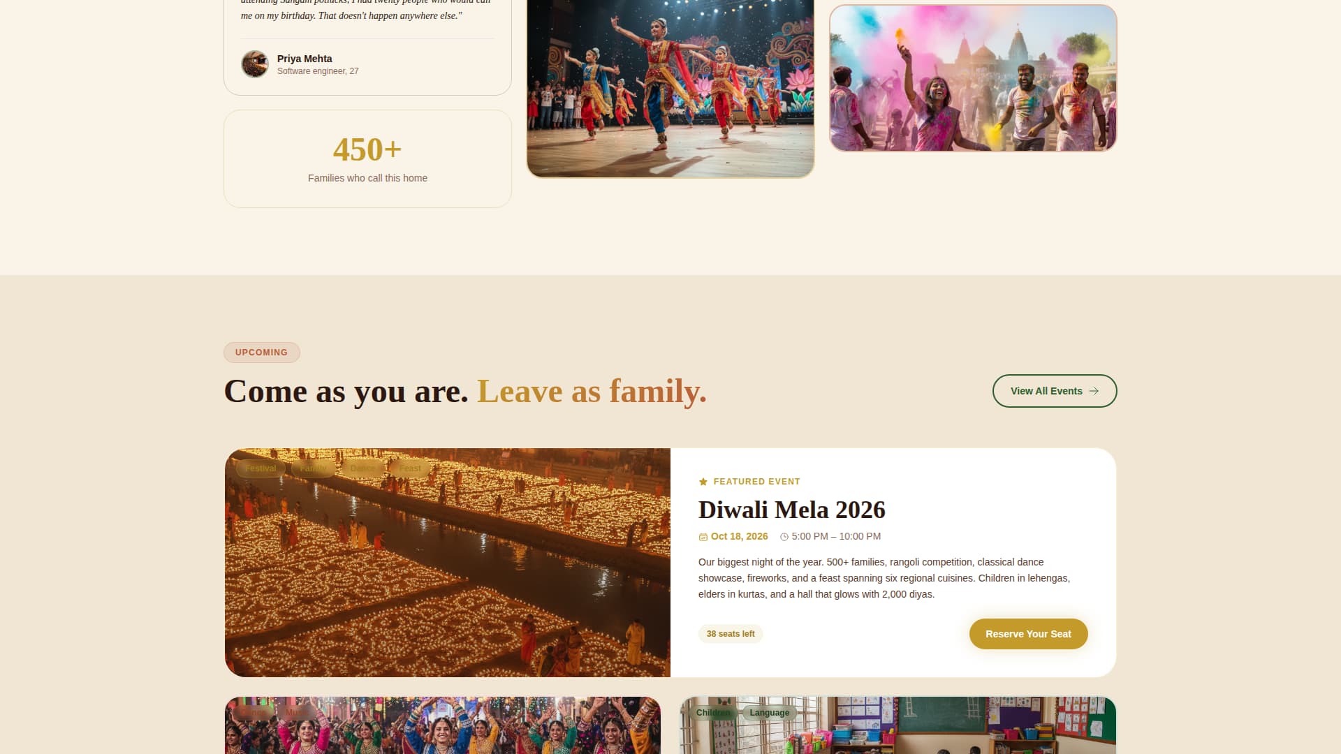 Specialist Temple & Hindu Organization Reviews & Social Proof Website Template
