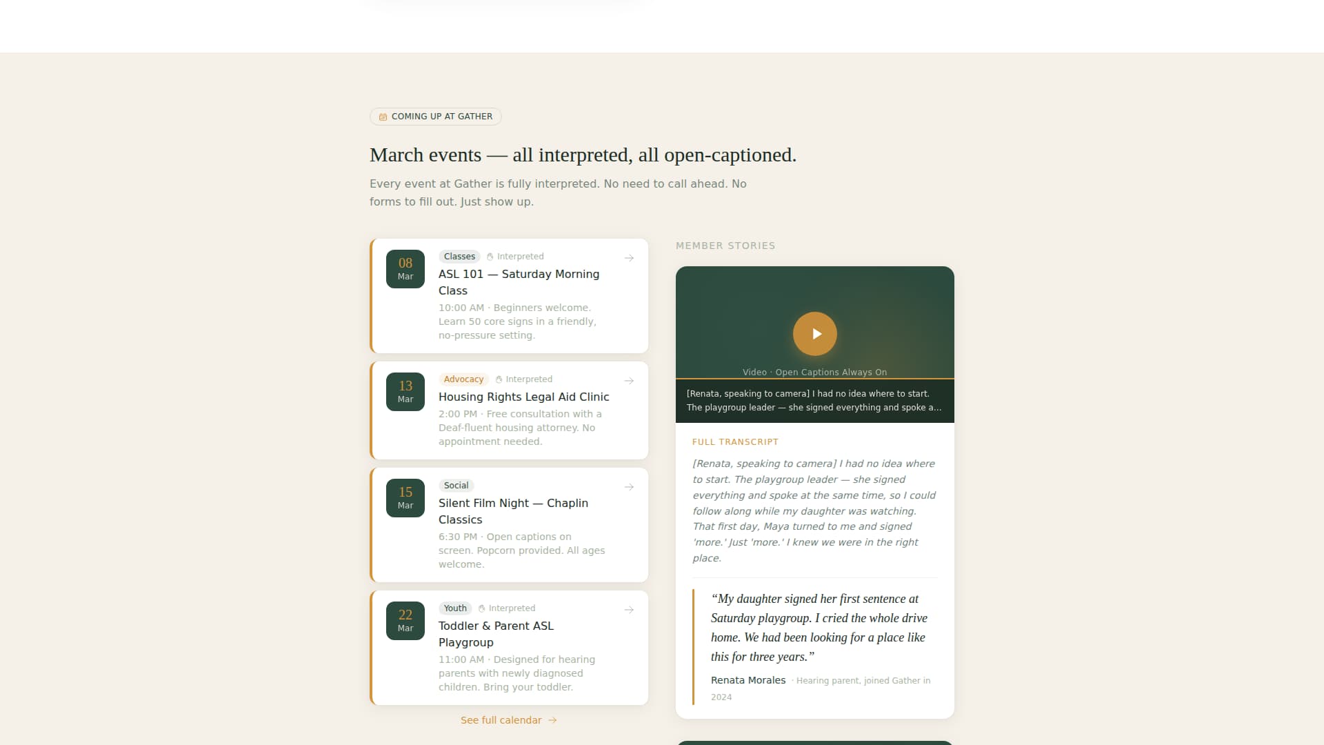 Gather - Welcoming Deafcommunity Landing Page Template