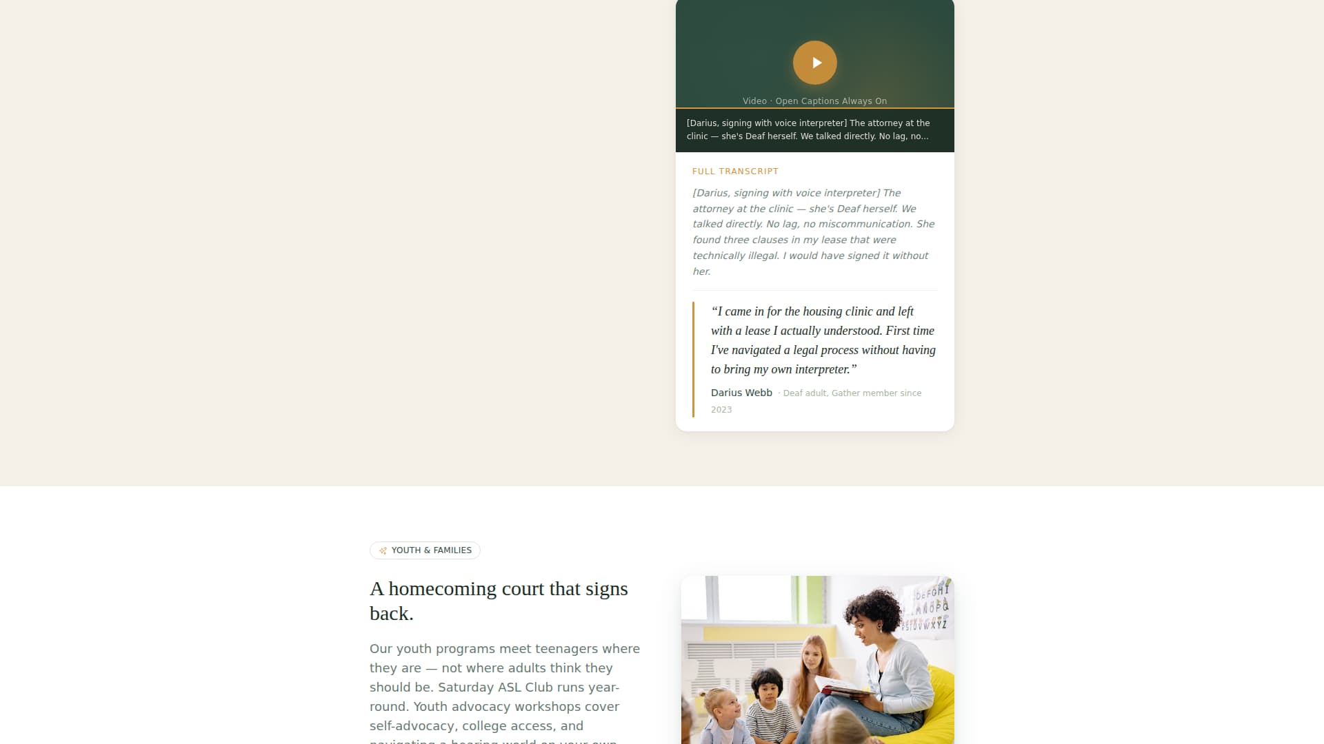 Gather - Welcoming Deafcommunity Landing Page Template
