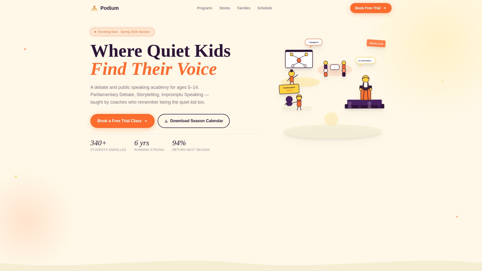 Podium - Vibrant Kidsdebate Landing Page Template