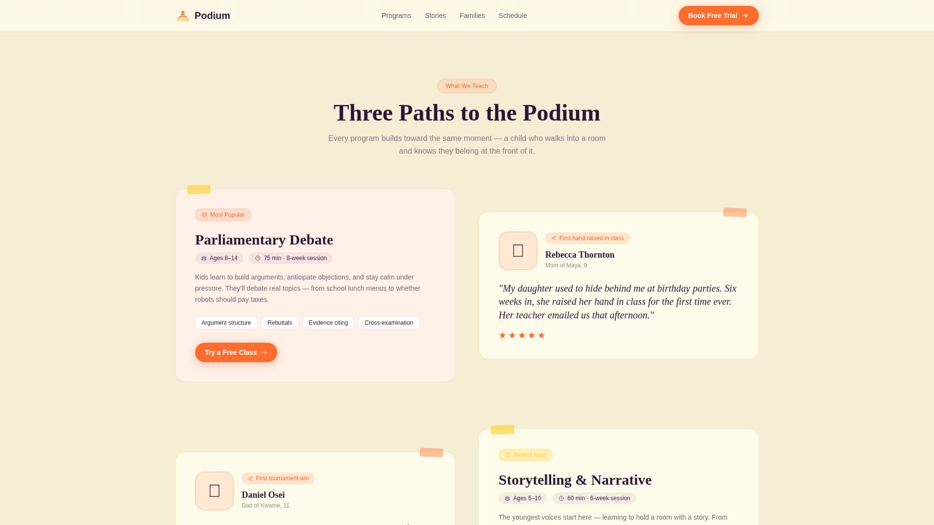 Podium - Vibrant Kidsdebate Landing Page Template