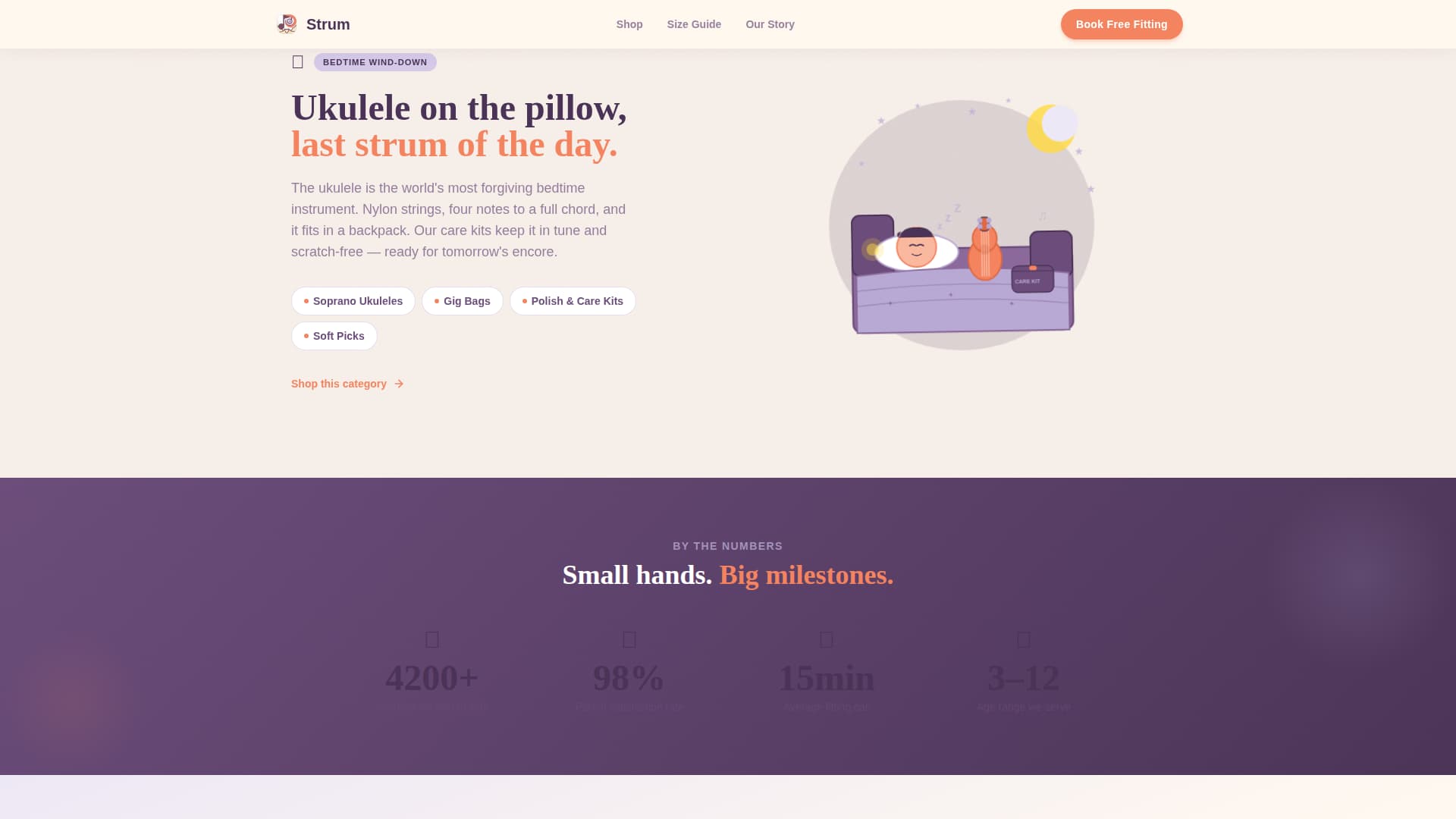Strum - Playful Kidsguitar Landing Page Template