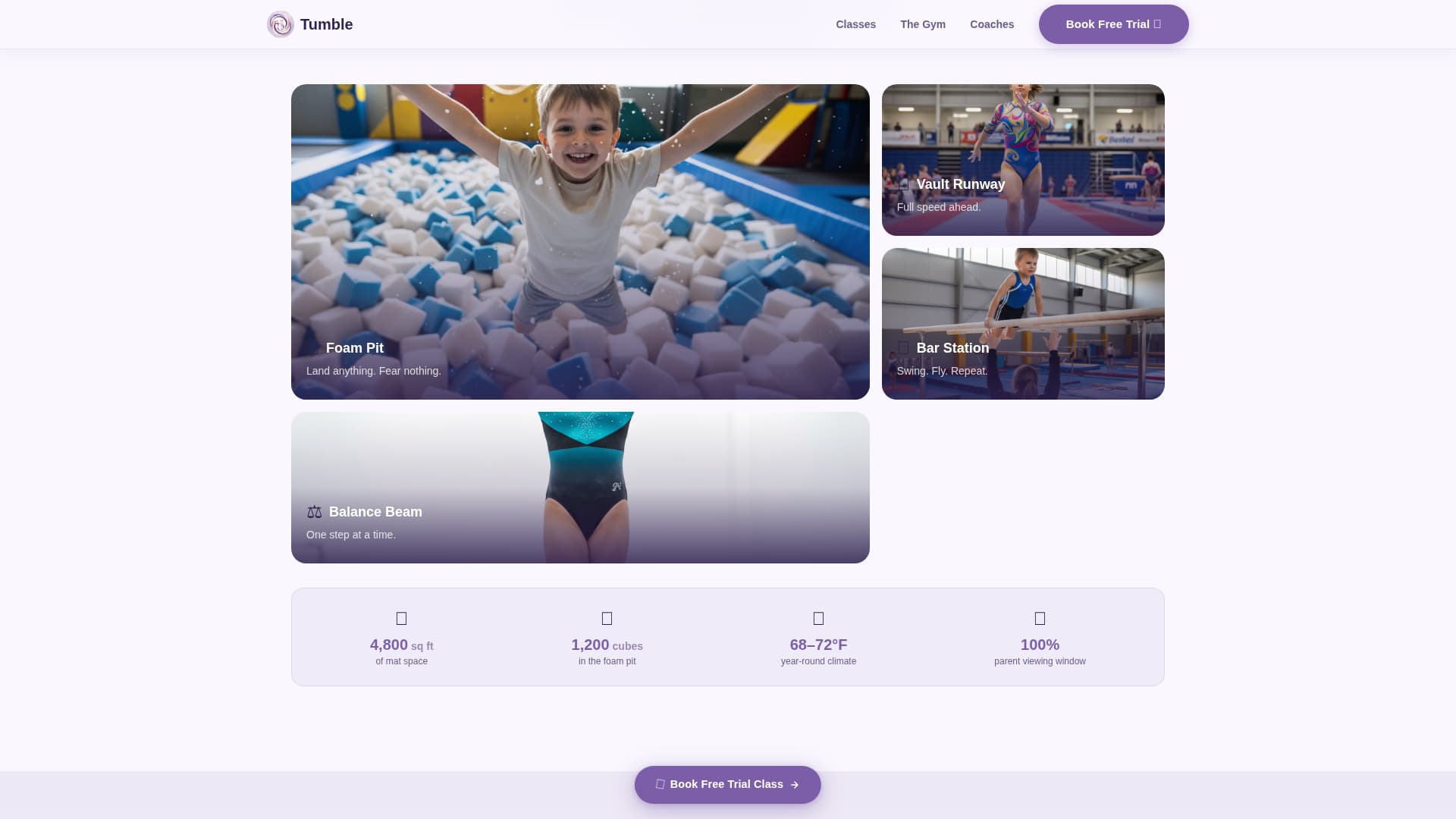 Tumble - Inspiring Gymnastics Landing Page Template
