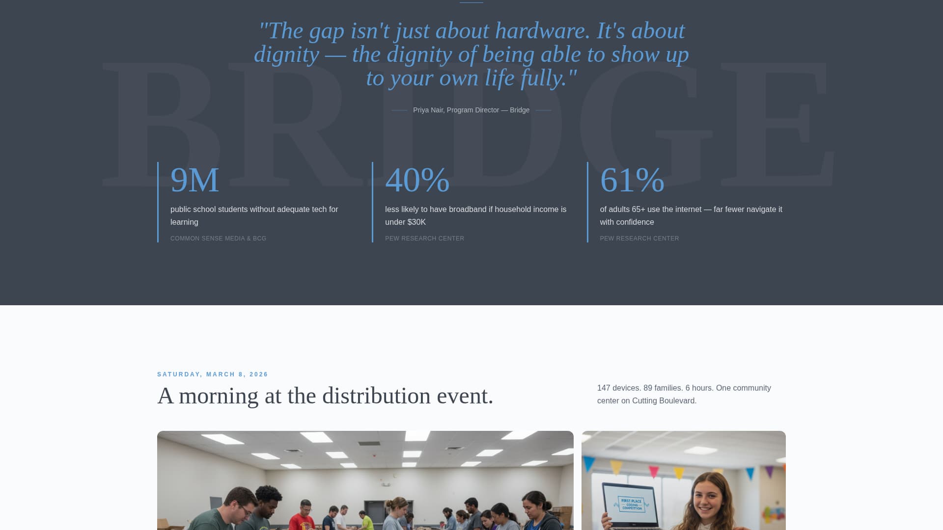 Bridge — Transformative Community-Impact Landing Page Template
