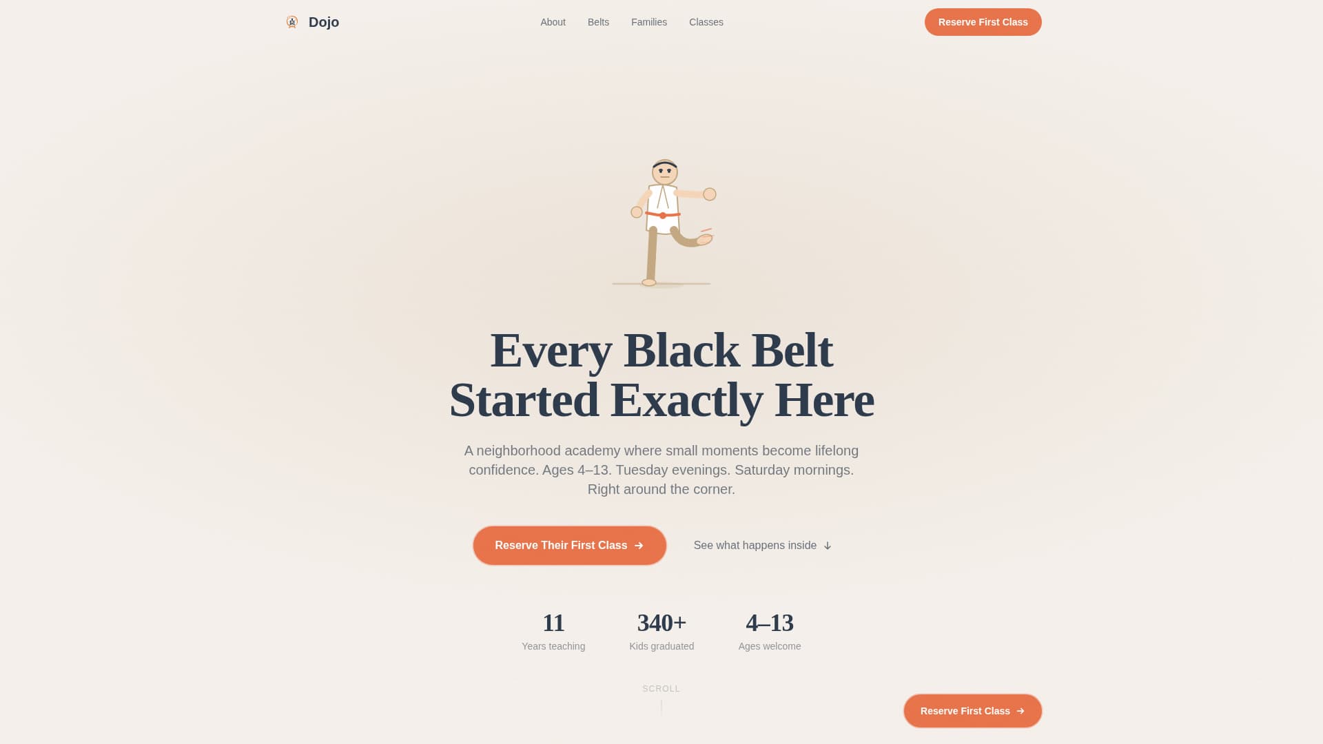 Dojo - Inspiring Kids Martial Arts Landing Page Template
