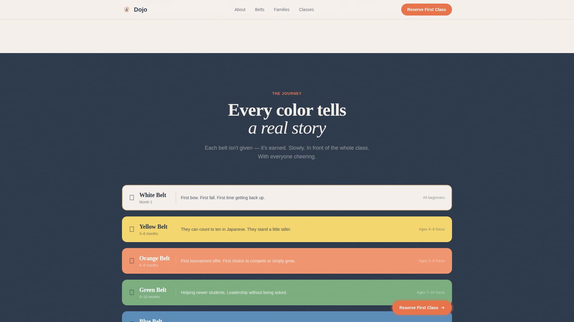 Dojo - Inspiring Kids Martial Arts Landing Page Template