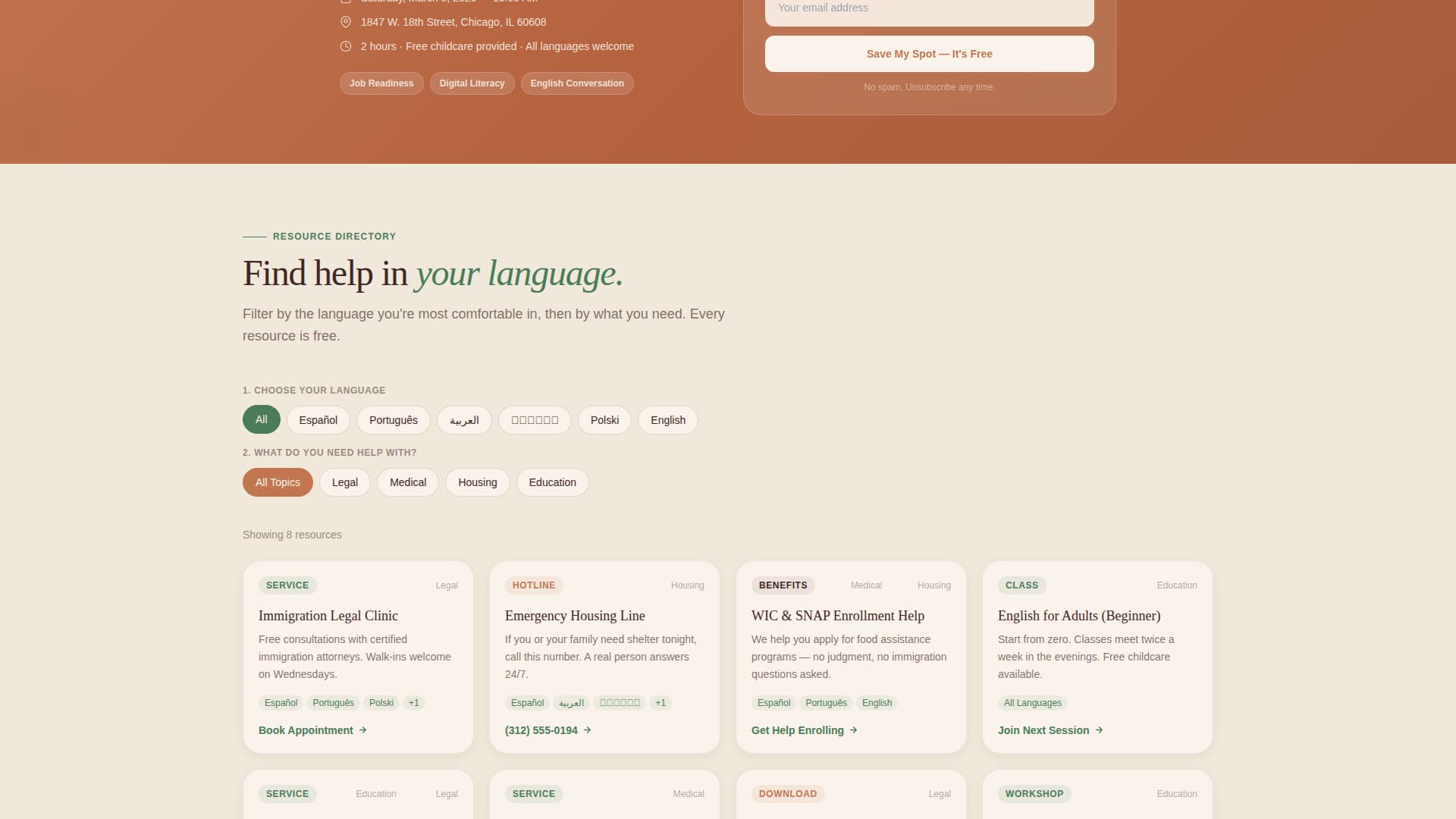 Specialist Immigrant & Refugee Support Patient Education Website Template