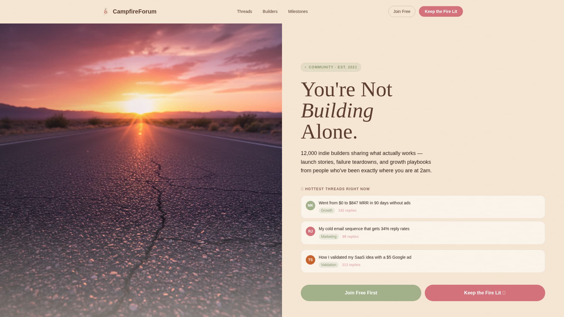 Indie Hackers Community Blog Website Template