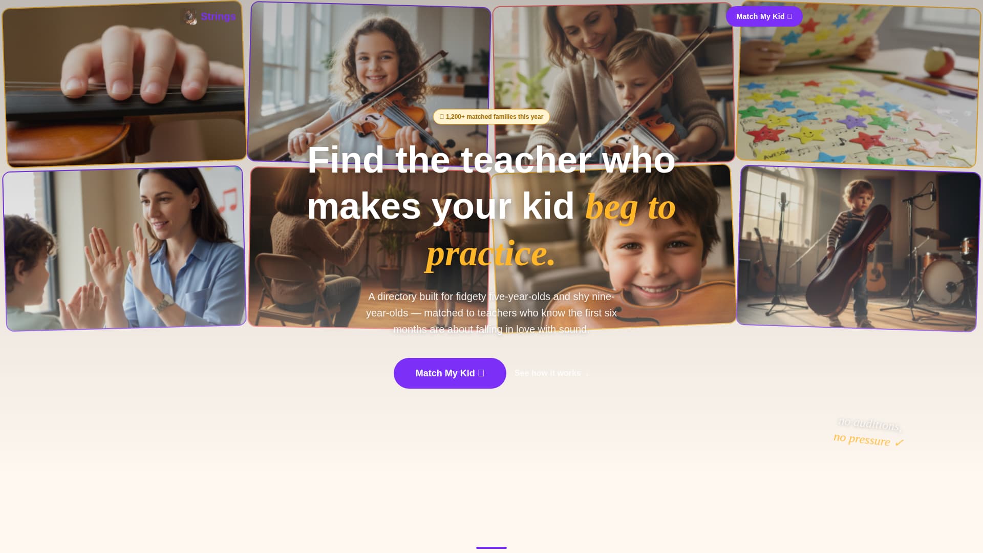 Kids Violin Specialist Booking Website Template