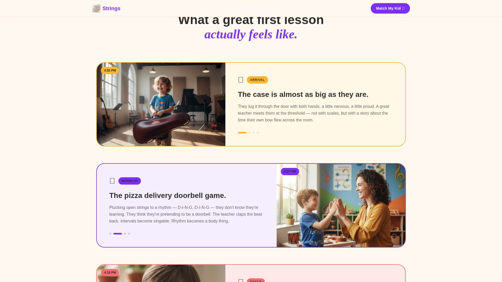 Kids Violin Specialist Booking Website Template
