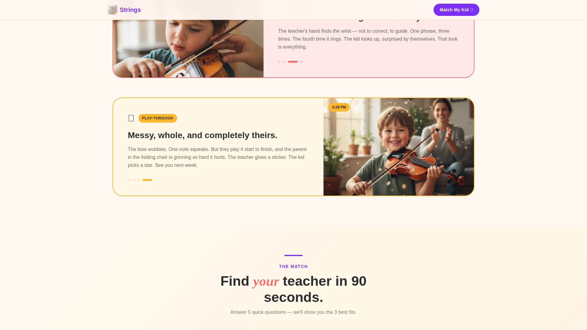 Kids Violin Specialist Booking Website Template